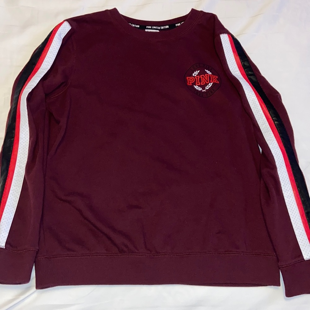 Victoria’s Secret PINK Burgundy Crewneck Sweater Size Small Limited Edition Cute